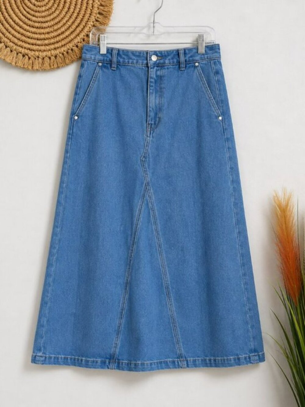 Banana Republic NEW Center Split Classic Denim Maxi Jean Skirt SZ 8 Western Chic - Picture 11 of 11